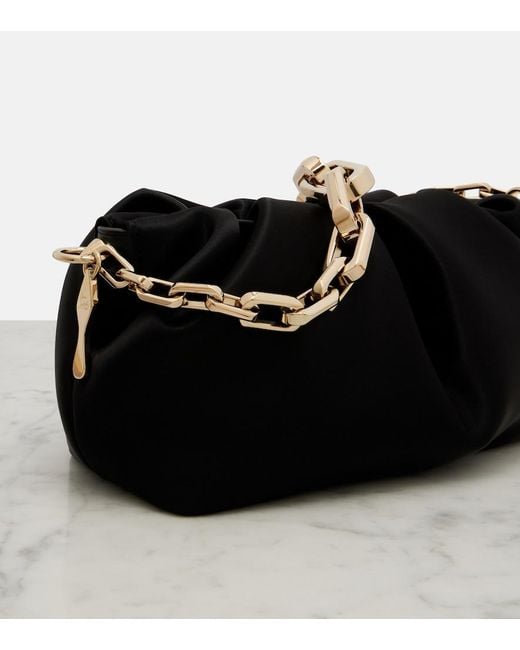 Christian Louboutin Black Eva Small Satin Shoulder Bag