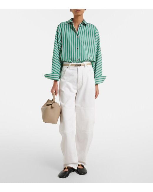 Loewe White Puzzle Edge Medium Leather Top-Handle Bag