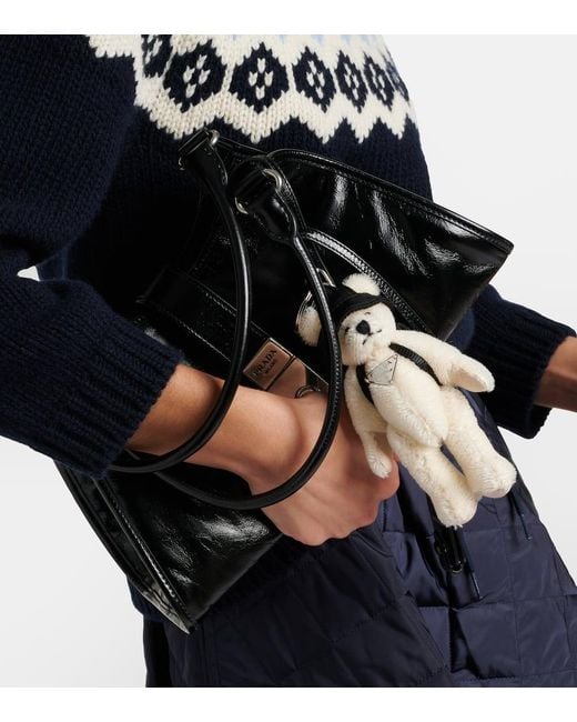 Prada White Taschenanhaenger Teddy Large