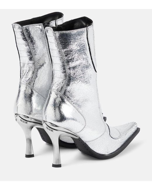 Vetements White Metallic Leather Ankle Boots