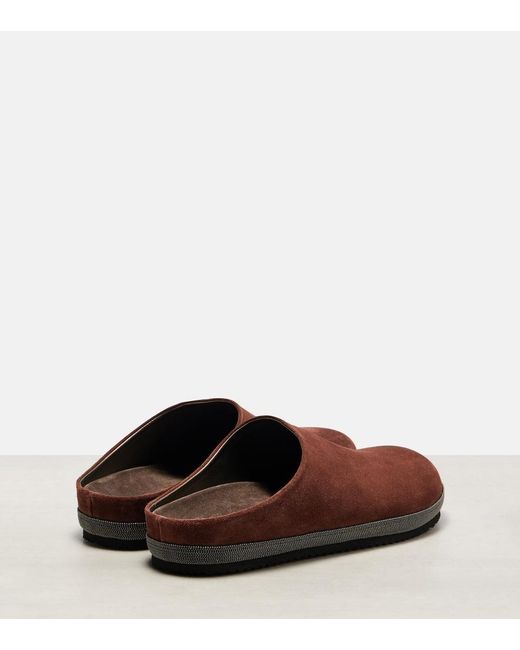 Brunello Cucinelli Brown Monili Suede Clogs