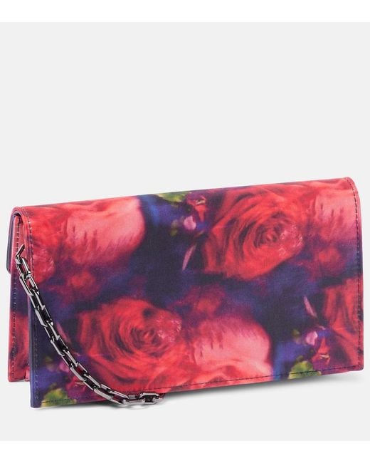 Christian Louboutin Red Loubi54 Satin Floral Clutch Bag