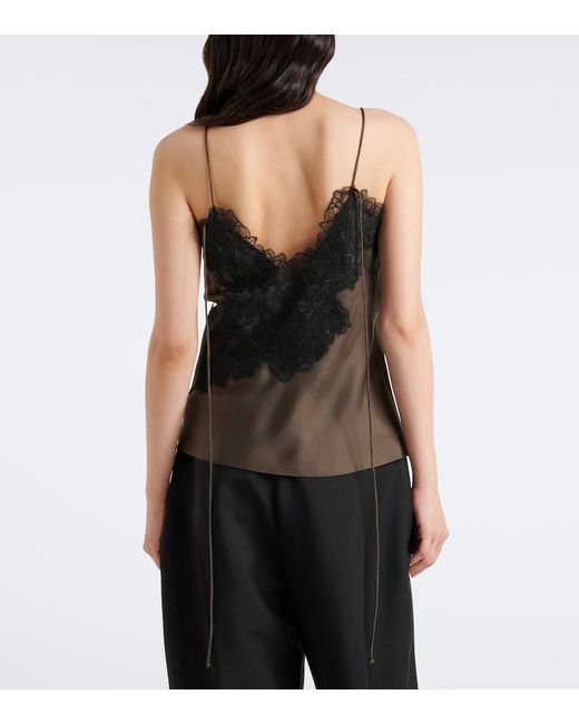 Rohe Black Lace-Trimmed Silk Satin Camisole