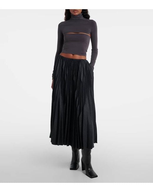 Alaïa Blue Second-Skin Cropped Cutout Top