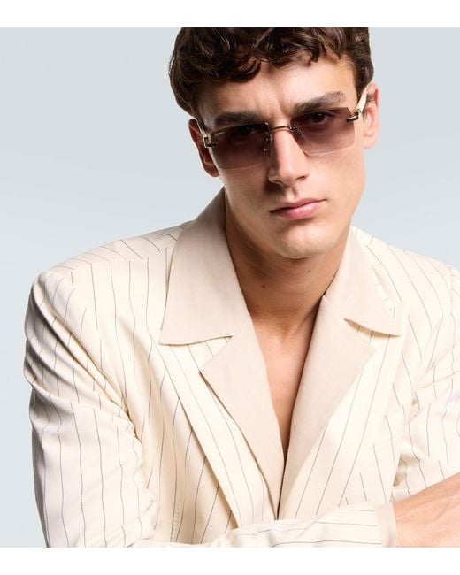 Cartier Brown Signature C De Cartier Rectangular Sunglasses for men