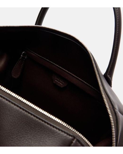The Row Black Faye Leather Bowling Bag
