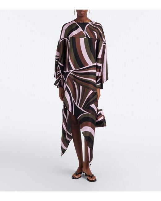 Emilio Pucci Black Iride Crepe De Chine Silk Kaftan