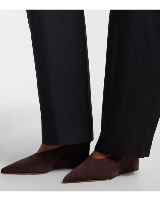 Alaïa Brown Cube Suede Wedge Mules