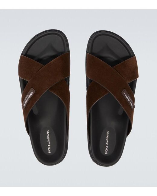Dolce & Gabbana Brown Suede Slides for men