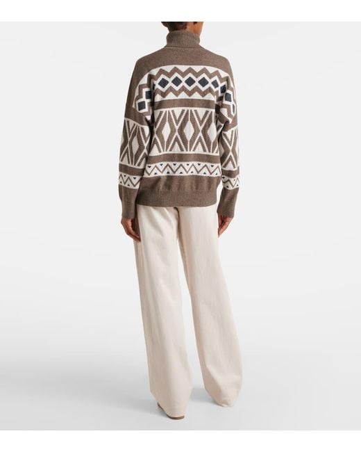 Chaleco De Lana, Cachemir Y Seda En Jacquard Brunello Cucinelli de color Gray