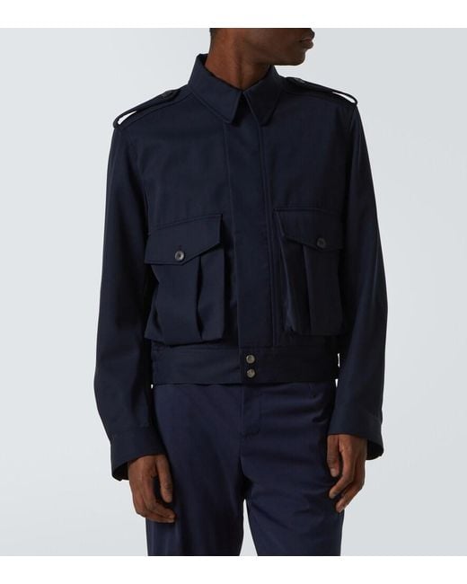 Dries Van Noten Blue Wool Gabardine Jacket for men