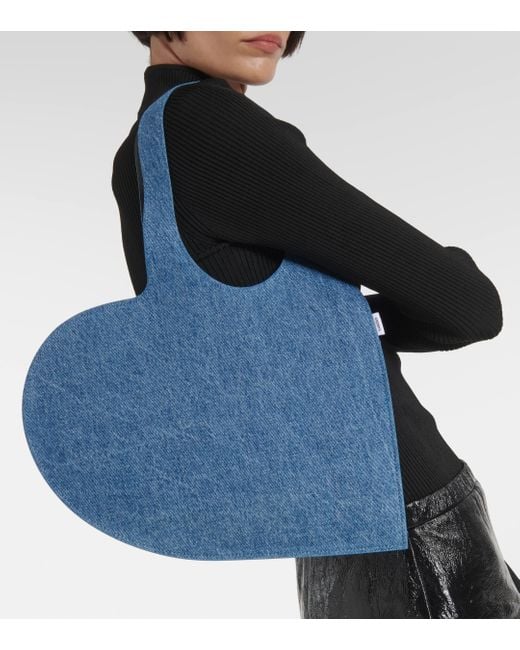 Coperni Blue Heart Mini Denim Tote Bag