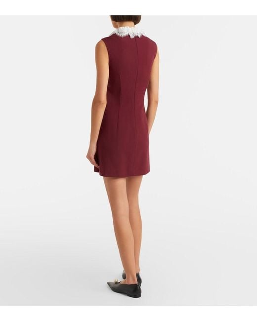 Self-Portrait Red Lace-Trimmed Crepe Minidress