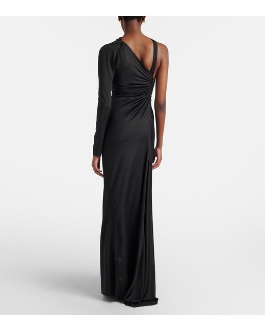 Victoria Beckham Black Ruched One-Shoulder Maxi Dress