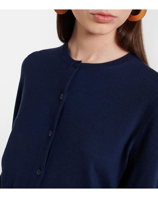 Carolina Herrera Blue Cropped Wool Cardigan