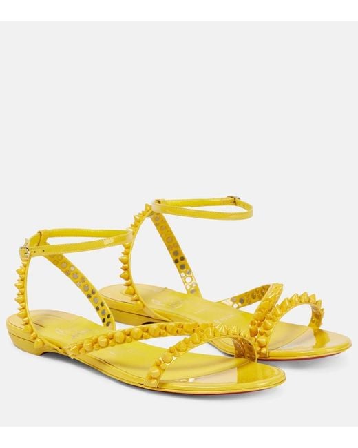 Christian Louboutin Yellow Mafaldina Spikes Leather Sandals