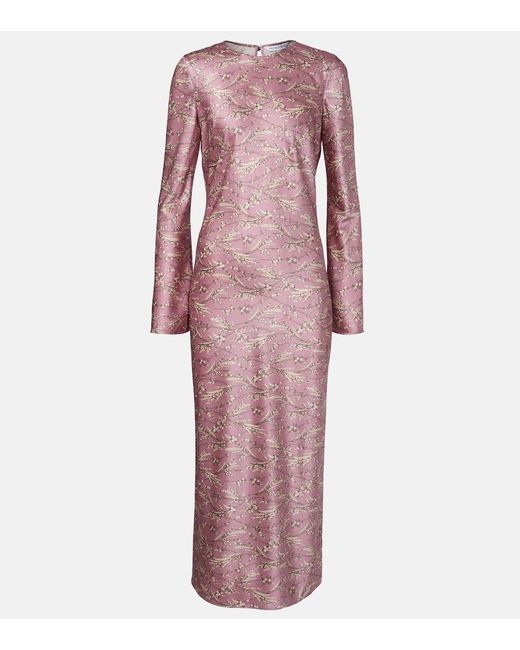 Veronica Beard Pink Gemma Floral Silk-Blend Satin Midi Dress