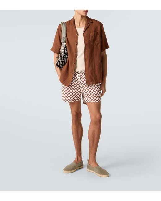 Frescobol Carioca Brown Angelo Linen Shirt for men