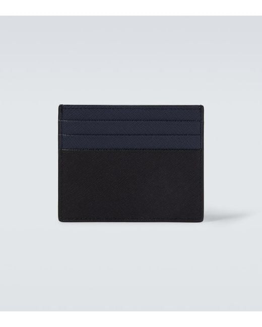 Prada Blue Saffiano Leather Card Holder for men