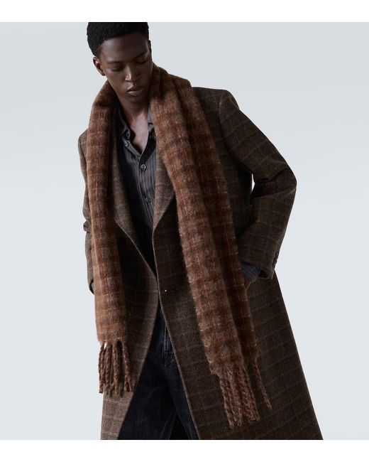 Our Legacy Brown Estate Checked Alpaca And Wool-Blend Scarf for men