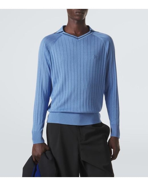 Wales Bonner Blue Roots Polo Sweater for men