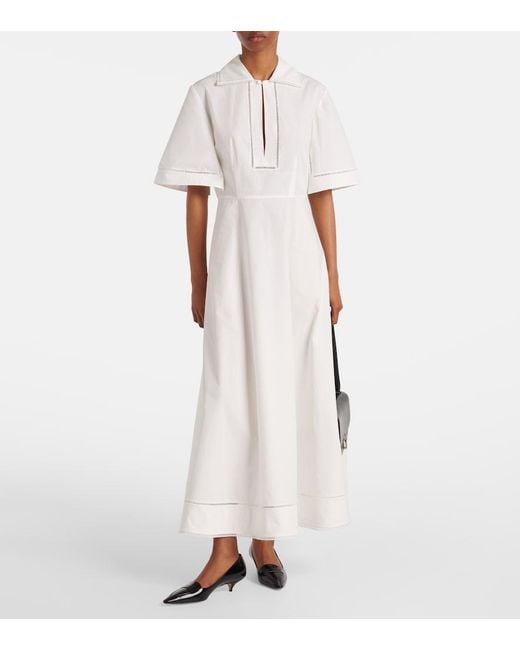 Rohe White Embroidered Cotton Poplin Midi Dress
