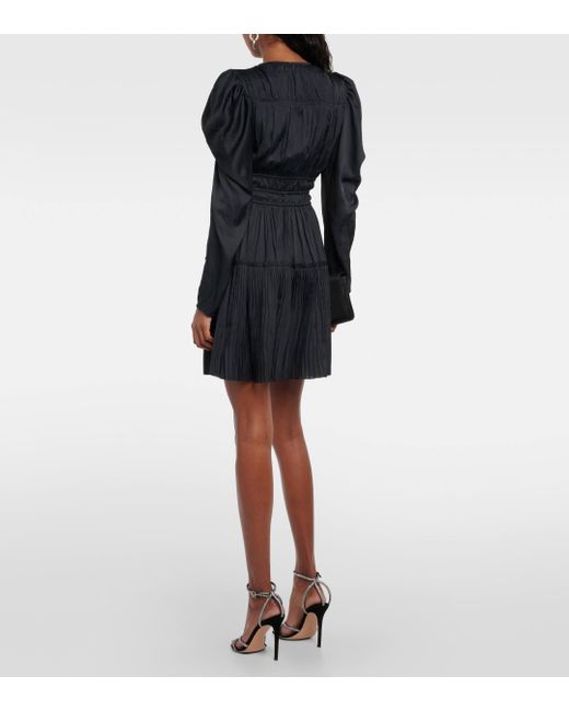 Ulla Johnson Black Lu Draped Satin Minidress