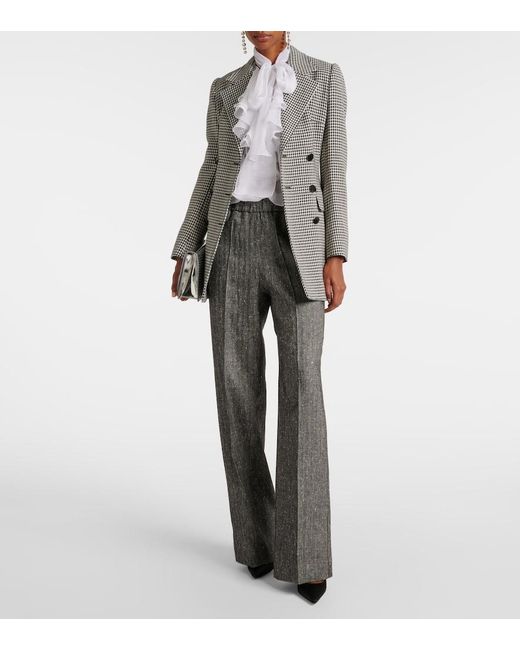 Dolce & Gabbana Gray High-Rise Wool-Blend Wide-Leg Pants