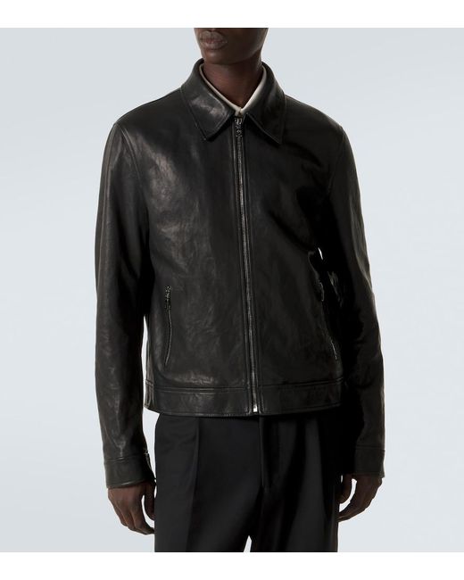 Dolce & Gabbana Black Leather Blouson Jacket for men