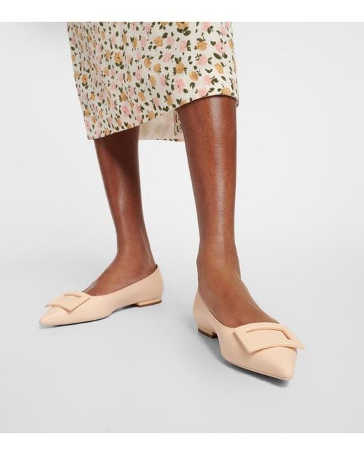 Roger Vivier Natural Gommettine Ball Patent Leather Ballet Flats