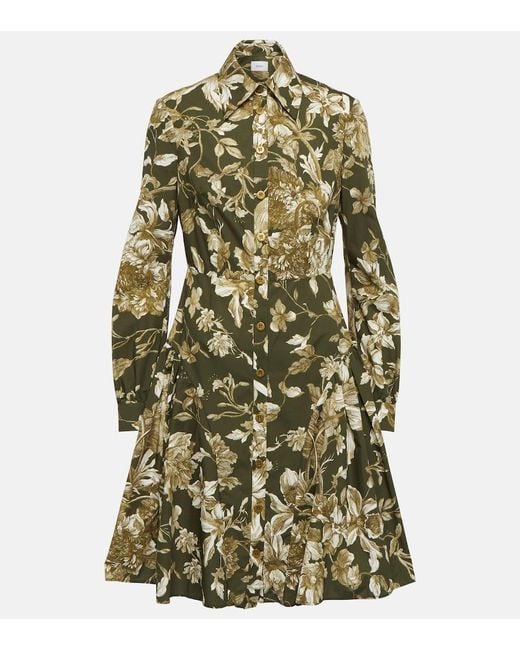 Erdem Green Apolonia Cotton Shirt Dress
