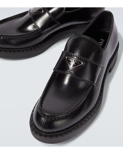Prada Black Chocolate Leather Loafers for men