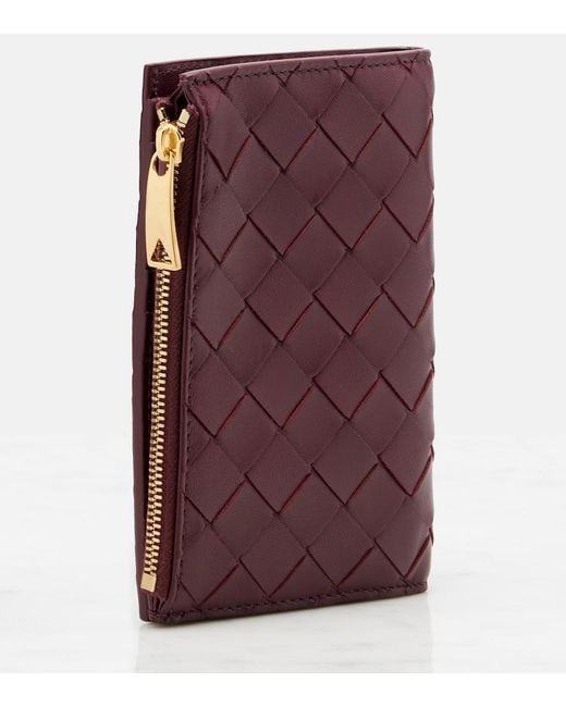 Bottega Veneta Purple Intrecciato Medium Leather Wallet