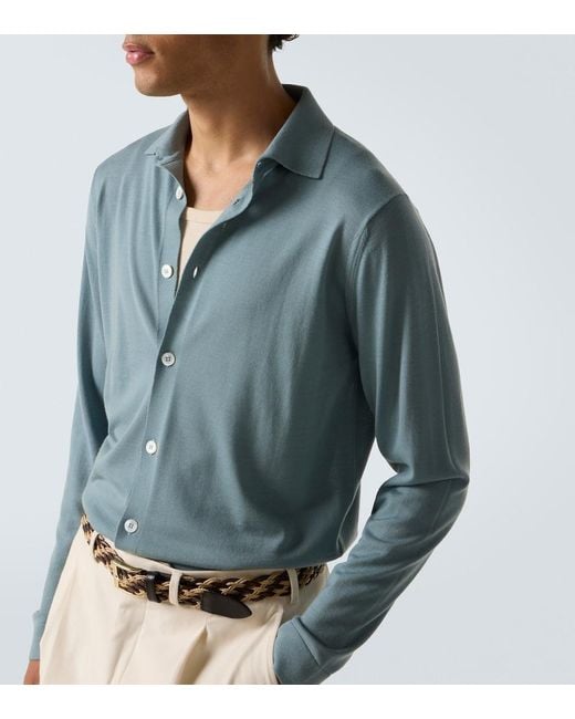Lardini Blue Virgin Wool Shirt for men