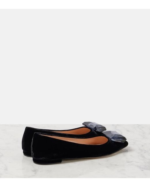Gianvito Rossi Black Jaipur Velvet Ballet Flats