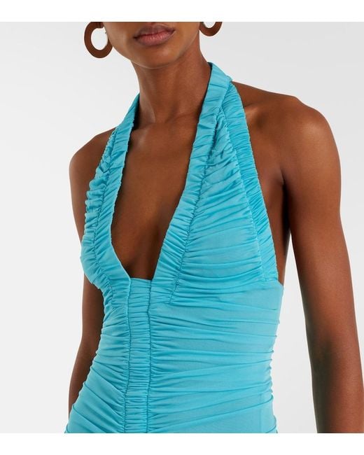 Christopher Esber Blue Orion Ruched Jersey Maxi Dress