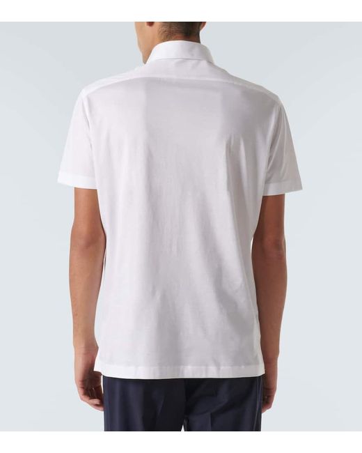 Kiton White Cotton Polo Shirt for men