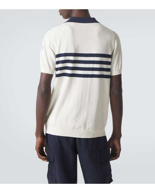 Vilebrequin White Striped Cotton Polo Shirt for men