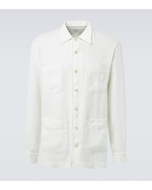 Brunello Cucinelli White Linen Shirt for men