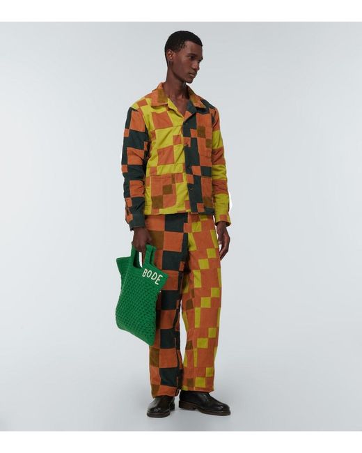 Bode Orange Patchwork Corduroy Pants for men