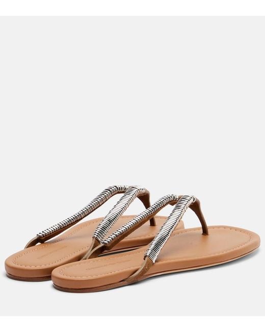 Christopher Esber Brown Frida Embellished Suede Thong Sandals
