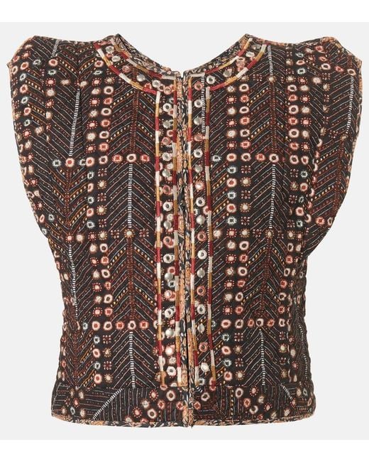 Isabel Marant Black Cerza Embroidered Embellished Cotton Cardigan