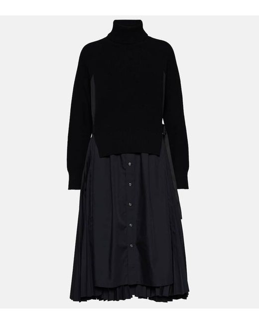 Sacai Black Turtleneck Midi Dress