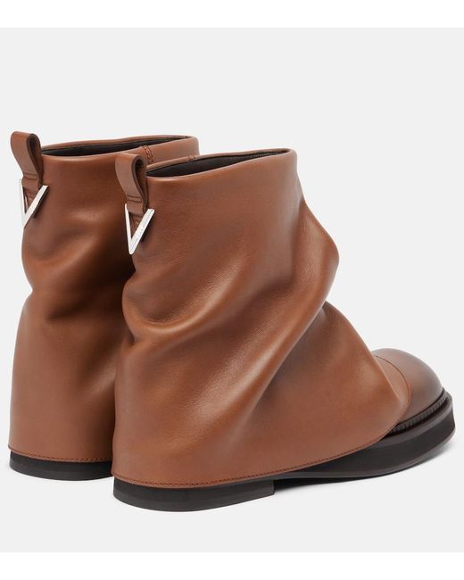 The Attico Brown Mini Robin Leather Combat Boots