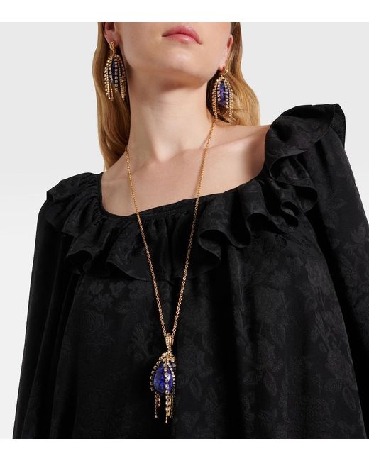 Chloé Metallic Crystal-Embellished Pendant Necklace
