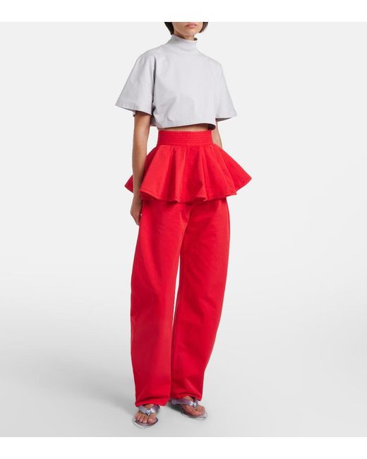 Alaïa White Cropped Cotton Jersey T-Shirt
