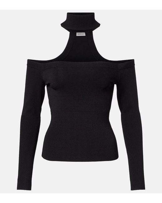 Jonathan Simkhai Black Lila Ribbed-Knit Off-Shoulder Top