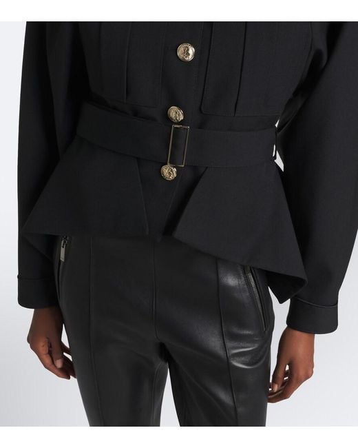 Balmain Black Belted Wool Jacket