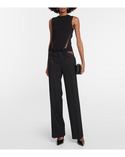 Dion Lee Black Cutout Wool Straight Pants