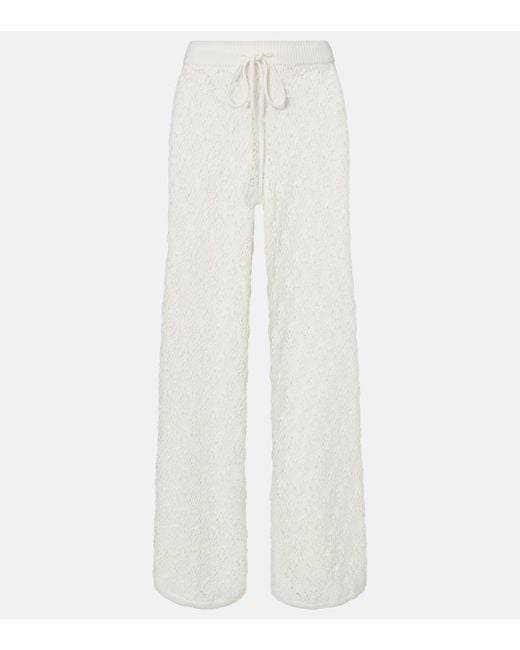 Faithfull The Brand White Fio Pointelle Cotton Wide-Leg Pants